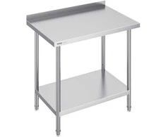 Nerūdijančio plieno darbo stalas virtuvei 610x914x914 mm, komercinis maisto ruošimo stalas, reguliuojamo aukščio, nerūdijančio plieno stalviršis, virtuvės įranga