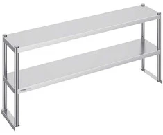 Nerūdijančio plieno dviejų aukštų lentyna virš stalviršio, reguliuojamas virtuvės organizatorius 305 x 1524 mm, dviejų pakopų prieskonių lentynėlė, darbastalio lentyna