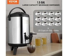 Nerūdijančio plieno izoliuotas gėrimų dozatorius 6 litrų karštų ir šaltų gėrimų serveris su čiaupu, maistinis termosas gėrimams, 6 L izoliuota gėrimų talpa, termo indas gėrimams
