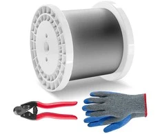 Nerūdijančio plieno lynas sodo tvoroms, 3.18 mm skersmens, 305 metrų ilgio, 7x7 gijų plieno lynas, turėklų lynas