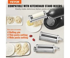 Nerūdijančio plieno makaronų gaminimo priedas KitchenAid, tešlos volelis, pjaustyklė, spagečių ir fettuccine gamintojas, reguliuojamo storio, naminių makaronų mašina