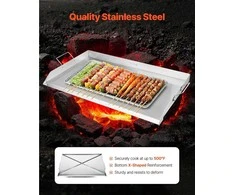 Nerūdijančio plieno plokščia kepimo plokštė, universali BBQ grilio keptuvė, 910x525mm kepimo indas, sunki kepimo plokštė dujinėms ir elektrinėms viryklėms