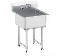 Nerūdijančio plieno pramoninė plautuvė su 1 skyriumi, 686x610x1041 mm, laisvai pastatoma, skirta garažui, restoranui, virtuvei, skalbyklai, NSF sertifikuota, komercinė, vienguba