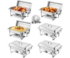 Nerūdijančio plieno šildymo indų rinkinys, 7.5 l, 6 vnt., maisto šildytuvas, bufetui, patiekalų serviravimo indas, didelės talpos