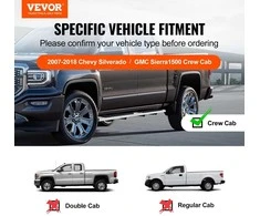 Nerūdijančio plieno slenksčiai, 152.4 mm šoninės pakopos, skirtos Chevy Silverado GMC Sierra, 227 kg talpa, sunkvežimių apsauginiai strypai, skirti Crew Cab