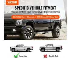 Nerūdijančio plieno šoninės pakopos, 152.4 mm pločio laipteliai, skirti Chevy Silverado GMC Sierra, 227 kg talpa, sunkvežimio apsauginiai strypai, skirti Crew Cab
