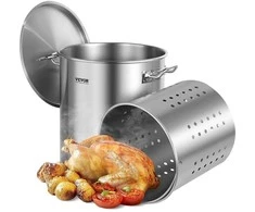 Nerūdijančio plieno sriubos puodas, 39.7 l, su sieteliu, komercinis, dideliems renginiams, sunkus, patvarus