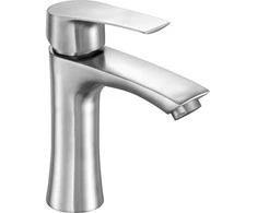Nerūdijančio plieno vonios maišytuvas praustuvei, Inox spalvos, vienos rankenėlės maišytuvas, Steely 3 maišytuvas, modernus vonios maišytuvas