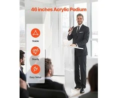 Nešiojamas akrilinis podiumas, skaidrus tribūnos pultas prezentacijoms, kalboms, paskaitoms, mokytojams