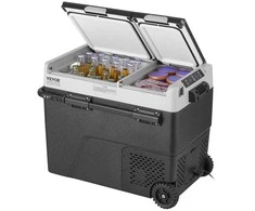 Nešiojamas automobilinis šaldytuvas-šaldiklis 58 l, dviejų zonų kompresorinis, namams, automobiliui, 12V/24V/220V, kemperiui
