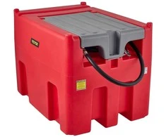 Nešiojamas dyzelino bakas, 439.1 l, 37.85 l/min, 12 V siurblys, 4 m žarna, raudonas, dyzelinio kuro talpa, transportavimo bakas
