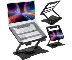 Nešiojamojo kompiuterio stovas, reguliuojamas, juodas, ergonomiškas, 10-17 colių, besisukantis, metalinis, nešiojamųjų kompiuterių laikiklis, aliuminis, patogus darbui
