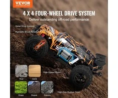 Vevor Nuotolinio valdymo automobilis vaikams, 1:10, visureigis, 4x4 RC sunkvežimis, greitas bekelės automodelis