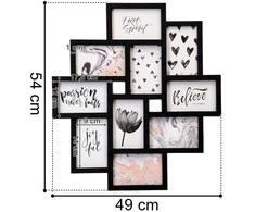 Nuotraukų rėmelis 10 nuotraukų, juodas koliažas, sienų dekoras, 10x15 cm, paveikslų rėmelis, nuotraukų galerija, nuotraukų ekspozicija (Ekspozicinė prekė)