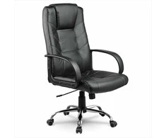 Odinė biuro kėdė, ergonomiška pasukama kėdė, juoda vadovo kėdė, patogi kompiuterio kėdė, reguliuojamo aukščio biuro kėdė