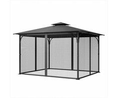 Pakaitinis tinklelis 304.8×396.2×207.3 cm pavėsinėms, lauko 4 dalių tinklinė šoninė sienelė su dvipusiu užtrauktuku, terasos tinklelis nuo mašalų, apsauga nuo vabzdžių