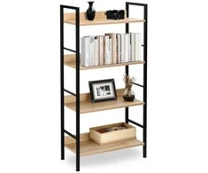 Palėpinė lentyna VARBERG MODERN OAK, industrinė vintažinė knygų lentyna, 4 lentynų stelažas, biuro lentynos, sandėliavimo lentyna