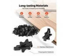 Paslėpti terasos tvirtinimo elementai kompozitinėms lentoms, universalūs T formos spaustukai su metaliniais varžtais, 6.5 mm tarpams, juoda montavimo sistema, rinkinys 900 vnt