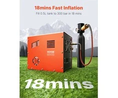 PCP oro kompresorius pneumatiniams šautuvams ir nardymui, su įmontuotu keitikliu ir ventiliatoriaus aušinimo sistema, nešiojamas dažasvydžio bakų kompresorius, aukšto slėgio siurblys