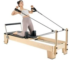 Pilateso Reformeris, Natūralaus Klevo, Tyliu Skriemuliu, Namams, su Pilates Dėže ir Šuolių Lenta, Treniruoklis, Mankštos Įranga