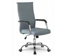 Pilka biuro kėdė, modernus dizainas, ergonominė atrama, pasukama kėdė, vadovo kėdė