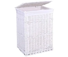 Pintinė skalbinių dėžė 60x40x30 cm, 72L, balta, rankų darbo, drabužių, skalbiniams