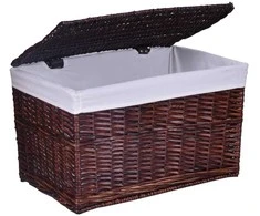Pintinė skrynia daiktams 76x46x46 cm, 160L, ruda, lininis pamušalas, drabužių, žaislų laikymo dėžė