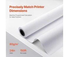 Plataus formato braižytuvo popieriaus ritiniai CAD brėžiniams ir inžineriniams planams, 610 mm plotis, 45.7 m ilgis, 4 ritiniai dėžėje, 80 g/m² svoris, architektūrinis popierius, techninis popierius