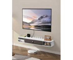Plaukiojantis TV staliukas 119.4 cm, sieninis pramogų centras su saugykla, moderni plaukiojanti lentyna DVD grotuvui
