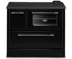 Plieninė anglinė virtuvinė krosnelė, emaliuota, su orkaite, 9 kW malkinė krosnelė, juoda šildymo krosnelė