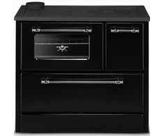 Plieninė anglinė virtuvinė krosnelė, emaliuota, su orkaite, 9 kW malkinė krosnelė, juoda šildymo krosnelė