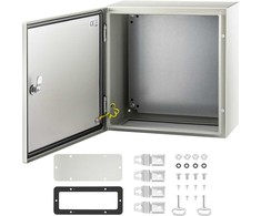 Plieninė elektros dėžutė 40x40x20 cm, IP66, lauko/vidaus, su montavimo plokšte, hermetiška, apsaugota nuo dulkių ir vandens