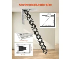 Plieniniai palėpės laiptai, lubiniai, 2.6-2.85 m, 11 pakopų, hidrauliniai, tvirti, mansardiniai, sulankstomi