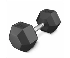 4Fizjo Plieninis šešiakampis hantelis, 22.5kg, jėgos treniruotėms, juodas šešiakampis svarmuo, namų ir sporto salės įranga