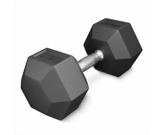 4Fizjo Plieninis šešiakampis hantelis, 27.5kg jėgos treniruotėms, juodas šešiakampis hantelis, fiksuoto svorio hantelis, namų sporto įranga