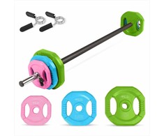 4Fizjo Plieninis štangos rinkinys, 20 kg, namų sporto salei, viso kūno treniruotėms, reguliuojami svoriai