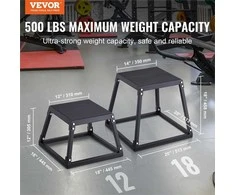 Pliometrinė šuolių dėžė treniruotėms namuose, plieninė platforma su neslystančiu paviršiumi, 458 mm aukščio šuolių platforma, sporto pratimų dėžė, fitneso pakopa