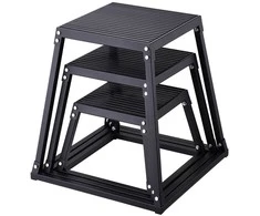 Pliometrinės šuolių dėžės, 3 viename rinkinys, 30.5 cm 45.8 cm 60.9 cm Plyo dėžė fitnesui, judrumo treniruotėms, pakylos platforma, namų sporto salės įranga, juoda