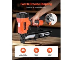 Pneumatinis kabių pistoletas 16GA, 16-38mm, 70-120PSI, plati nugarėlė, stogo paklotams, sienoms, tvoroms ir juodgrindėms, du šaudymo režimai, statybinis kabių kalimo įrankis