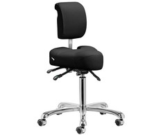 Podologinė kėdė, juoda reguliuojama kėdė grožio procedūroms, ergonomiškas atlošas, pasukama kėdė profesionalams, patogi sėdynė klinikoms