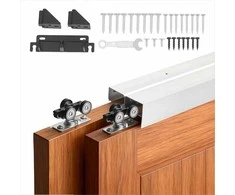 Prasilenkiančių stumdomų durų furnitūros komplektas, aliuminio lydinio dvigubas bėgelis, 25-45 mm storio ir 610 mm pločio durims, tylus slydimas, lengvas montavimas