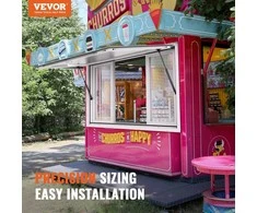Prekybos kiosko aptarnavimo langas, maisto sunkvežimio aptarnavimo stogelis, 943x943mm aliuminio langas, mobilus maisto aptarnavimo liukas, prekybos langas maisto vežimėliams