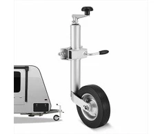 Priekabos domkratas su ratuku kemperiams, arklių priekaboms ir ūkinėms priekaboms, didelės galios 150 kg talpa, ergonomiška rankena, cinkuotas anglinis plienas, atraminis ratukas