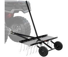 Prikabinamas vejos skarifikatorius, 101.6 cm plieno grėblys ATV, vejos valymui ir aeravimui, sodo samanų šalinimo įrankis, šienaujamos žolės grėbliavimas