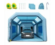 Pripučiama dažymo kabina, automobilių dažymo palapinė lauko darbams, su filtravimo sistema ir 2 pūstuvais, 8.5 x 4.8 x 3.3 m, dažymo pastogė, mobili dirbtuvė