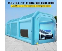 Pripučiama dažymo kamera automobilių dažymui su 2 ventiliatoriais ir oro filtravimo sistema, 12x5x4 m purškimo kabina, mobili darbo stotis, mėlyna