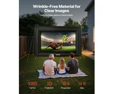 Projektorius Pripučiamas filmų ekranas, lauko projektoriaus ekranas, 4.27m nešiojamas kinas, filmų vakaras kieme, 16:9 namų kino ekranas, didelis pripučiamas projektoriaus ekranas