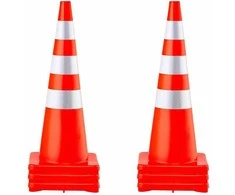 PVC eismo kūgiai, oranžiniai saugos kūgiai kelių statybai, atspindinčios apykaklės, sunkūs kūgiai automobilių stovėjimo aikštelėms, 90 cm saugos užtvaros
