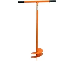 Rankinis grąžtas dirvožemiui, su metaliniu velenu, 25 cm skersmens, rankinis žemės grąžtas, stulpų skylių kasimo įrankis