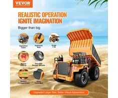 RC Savivartis Žaislas, 9 Kanalų, 1:18 Mastelis, Nuotoliniu Būdu Valdomas Sunkvežimis, Statybinė Technika, Žaislinis Savivartis